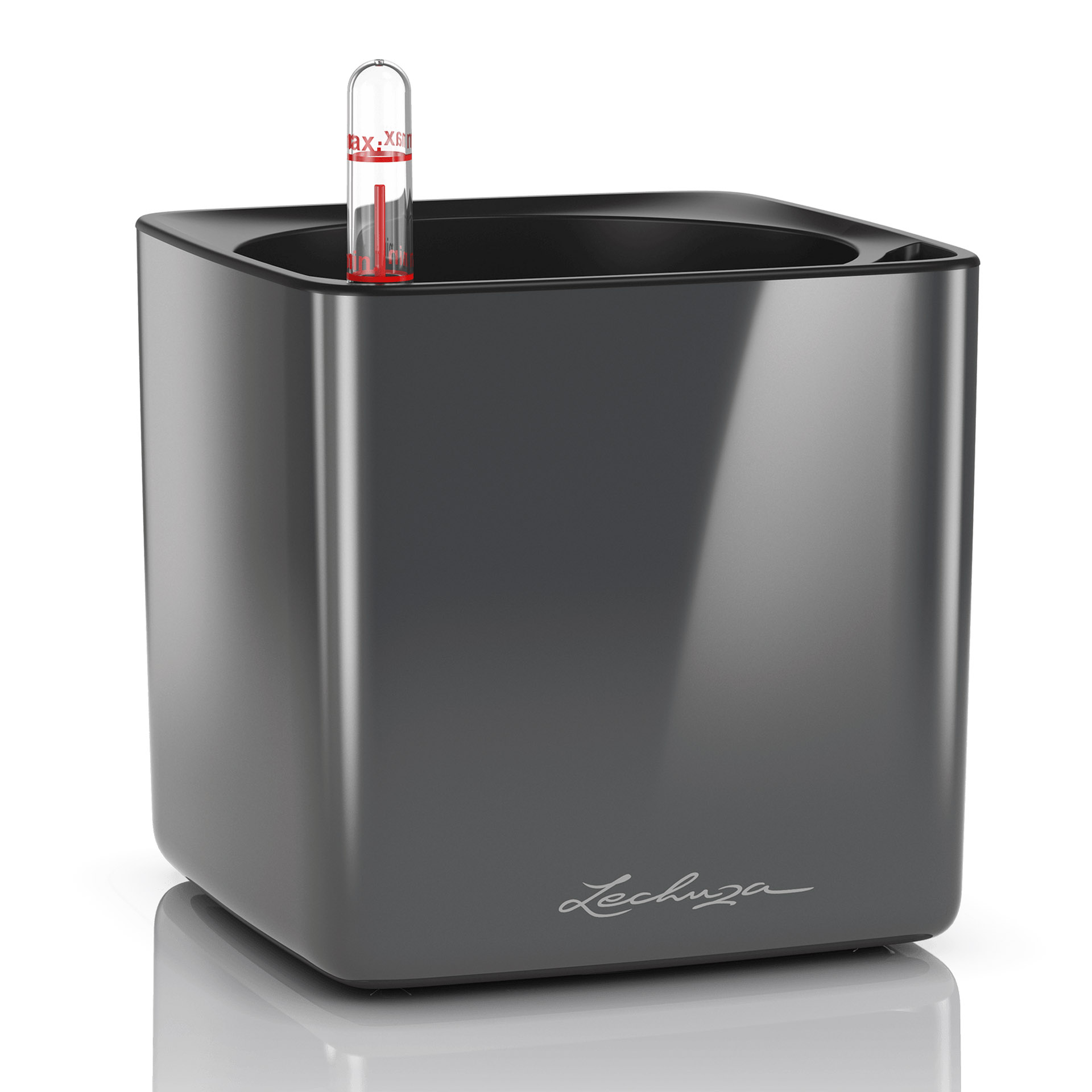 Кашпо Cube Glossy - серый, 14 х 14 х 14