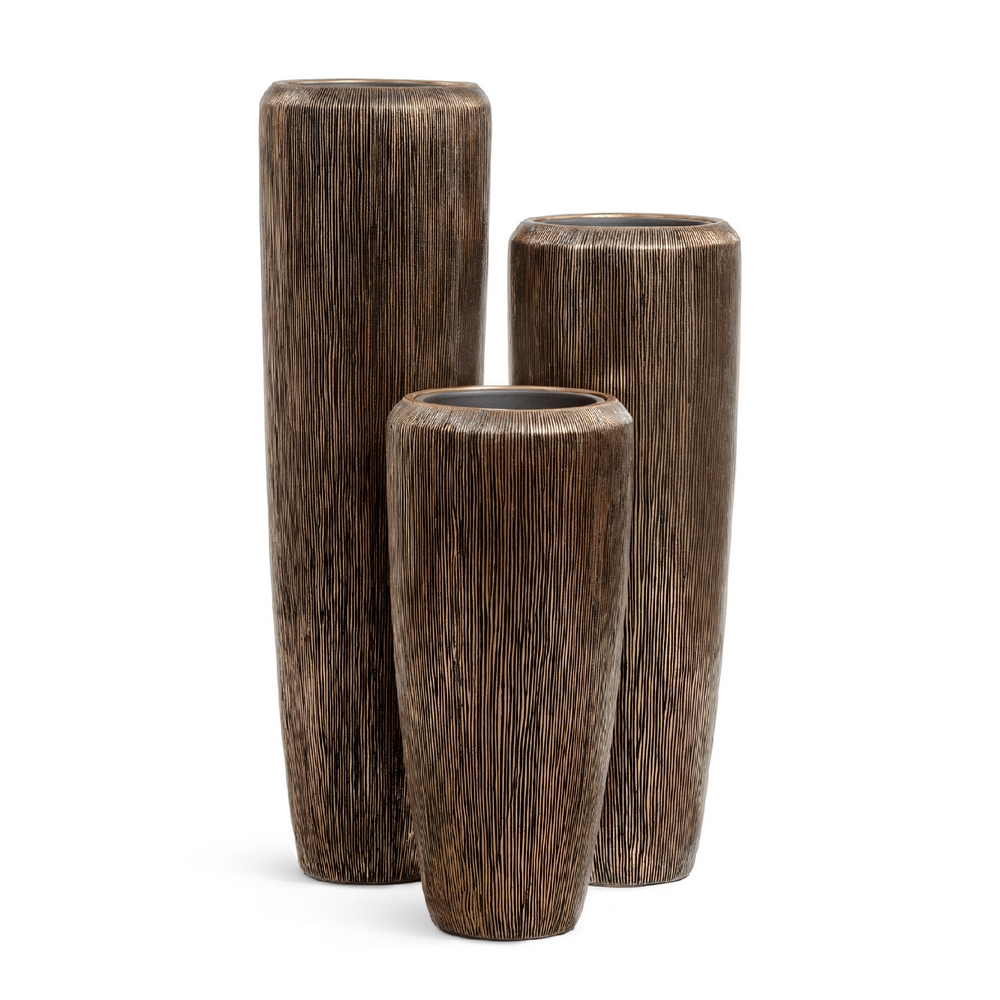 Кашпо TREEZ Effectory Wow Высокий конус Design Тёмное матовое золото - 34 x 117
