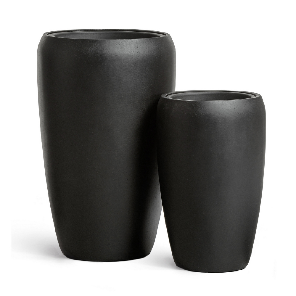 Кашпо TREEZ Effectory Black Stone Высокий округлый конус Антрацит