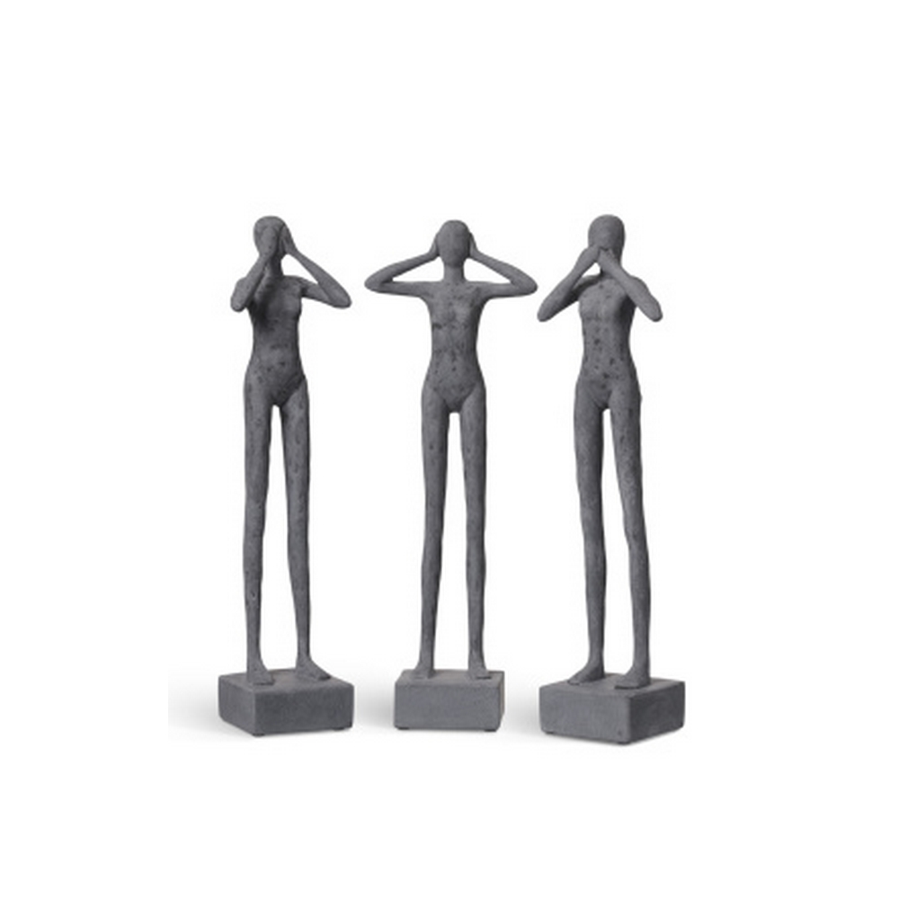 Скульптура TREEZ Effectory Philosopher's Stone Триптих "Недеяние зла" Дымчато-серый песок