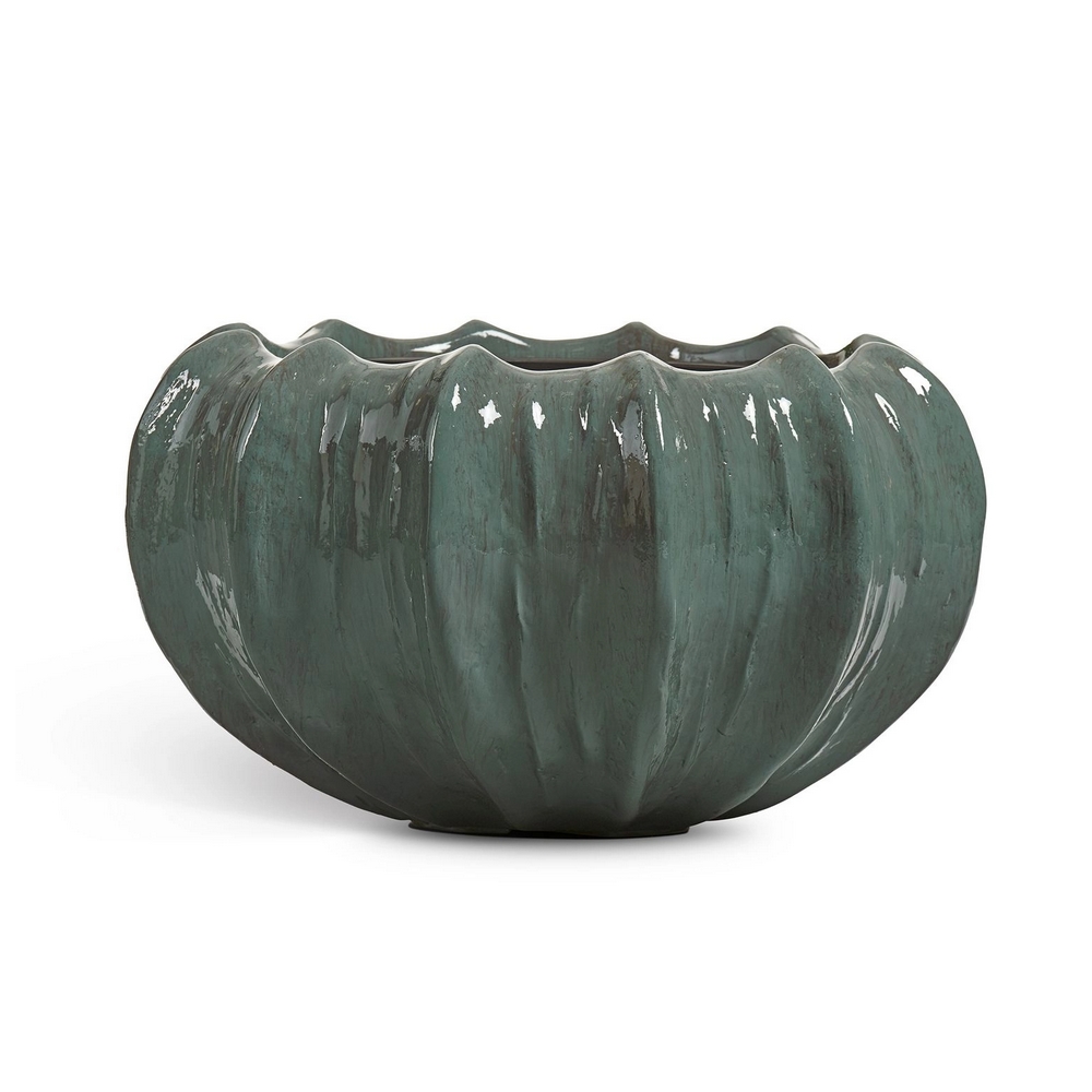 Кашпо TREEZ Effectory - Aura - Низкая Design-чаша - Изумрудный лак