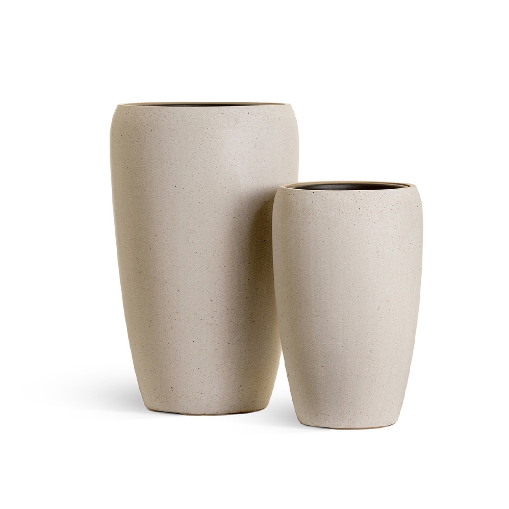 Кашпо TREEZ Effectory Beton Высокий округлый конус Белый песок - 32 x 51