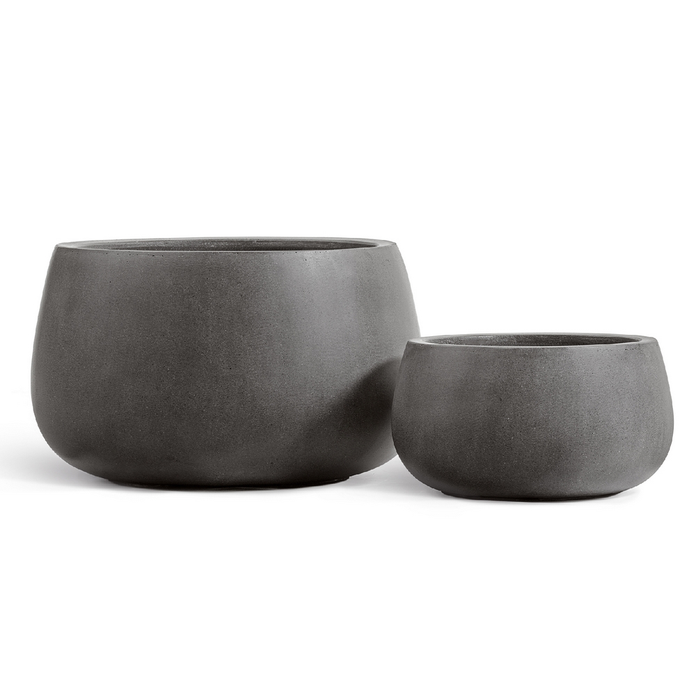 Кашпо TREEZ Effectory Beton Низкая чаша Тёмно-серый бетон - 34 x 18
