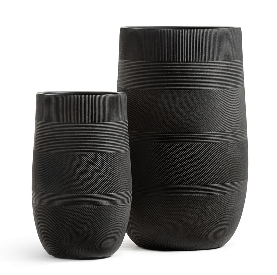 Кашпо TREEZ ERGO Graphics Высокая округлая чаша Чёрный графит - 47 x 75