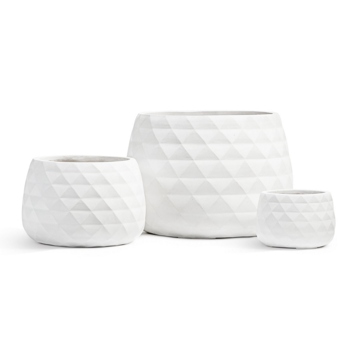 Кашпо TREEZ ERGO Diamond Низкая чаша Белый камень - д.35см выс.24 см