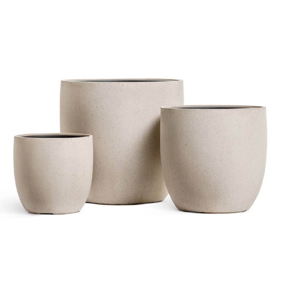 Кашпо TREEZ Effectory Beton Округлый конус Белый песок - диам.30 см выс.28см