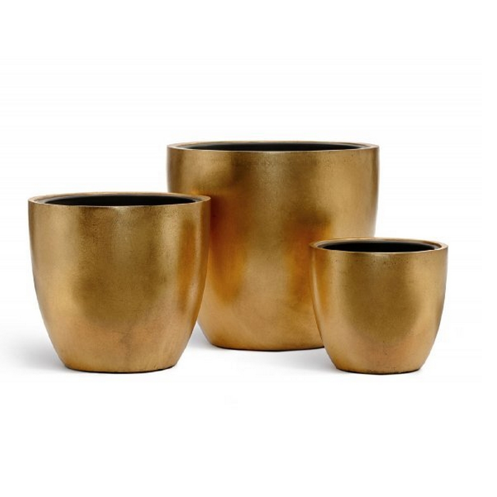 Кашпо TREEZ Effectory Metal Округлый конус Сусальное золото - 30 x 28