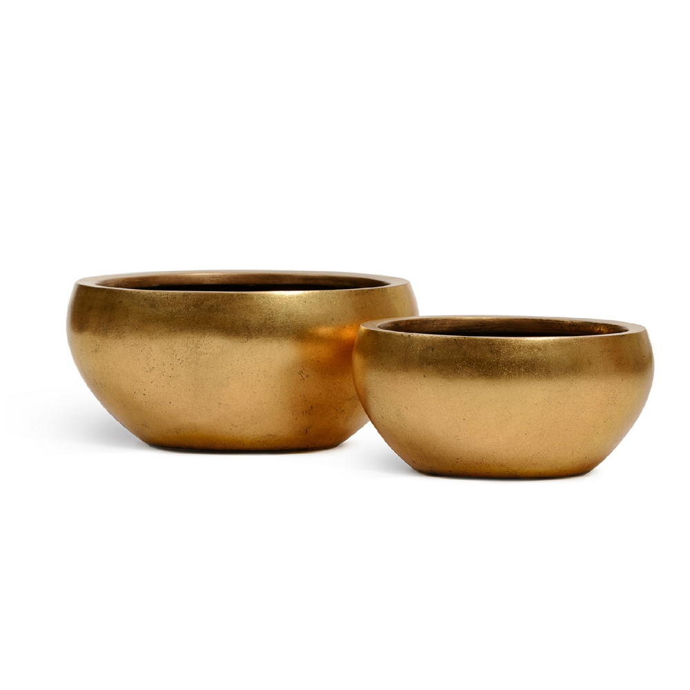 Кашпо TREEZ Effectory Metal Низкая полусфера Сусальное золото - 40 x 20