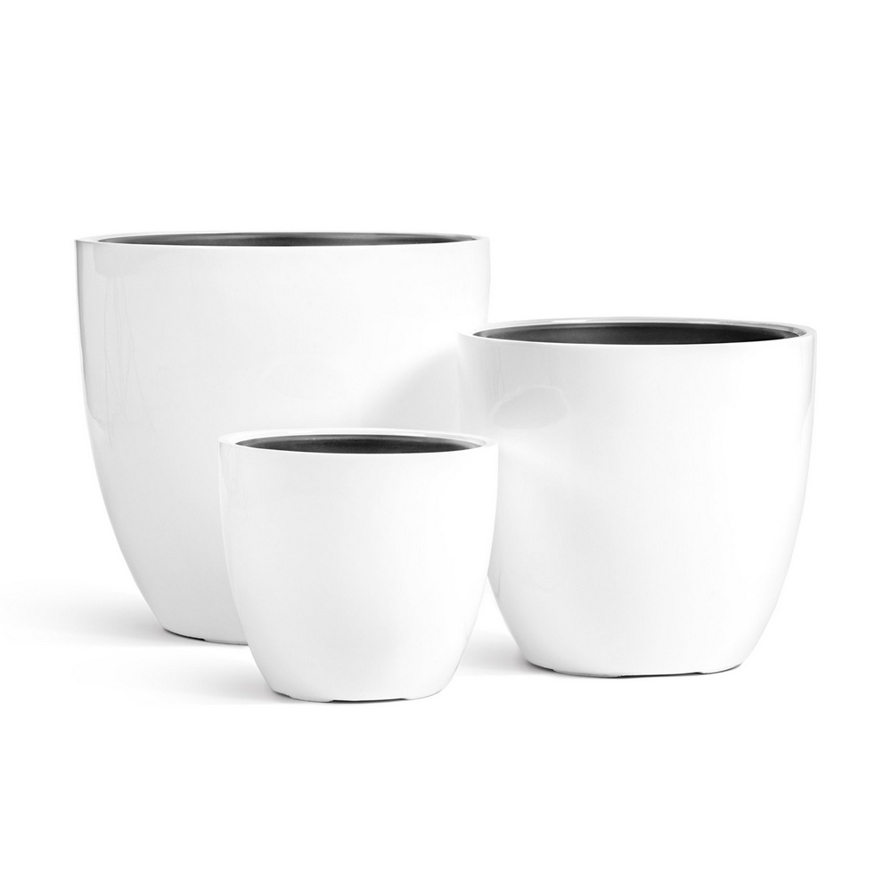 Кашпо TREEZ Effectory Gloss Округлый конус Белый глянцевый лак - д.30 выс28см