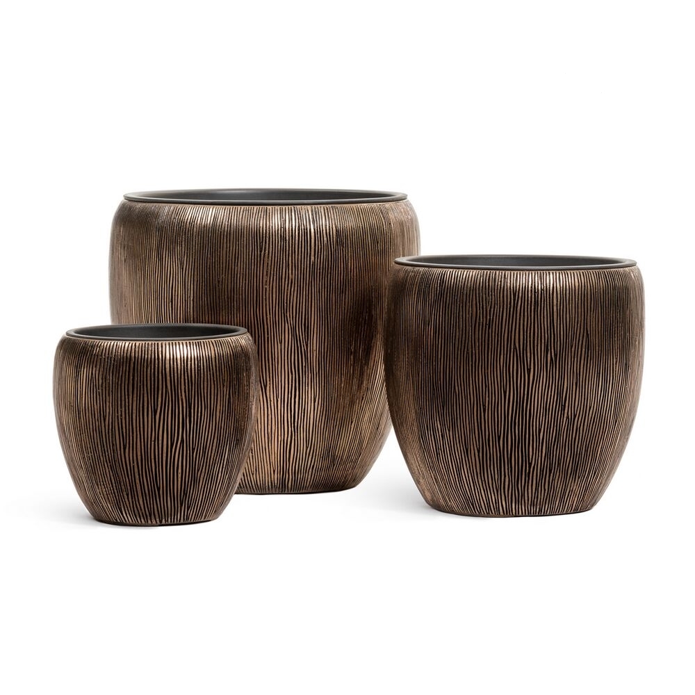 Кашпо TREEZ Effectory Wow Конус-Чаша Тёмное матовое золото - 30 x 28