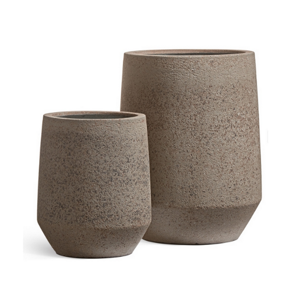 Кашпо TREEZ Ergo Hard Rock Высокая трапецевидная чаша Песок серый беж