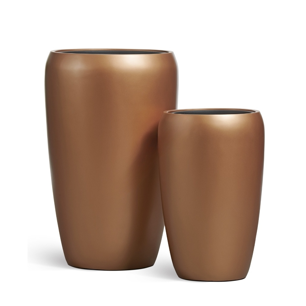 Кашпо TREEZ Effectory Metal Высокий округлый конус Лаковое тёмное золото