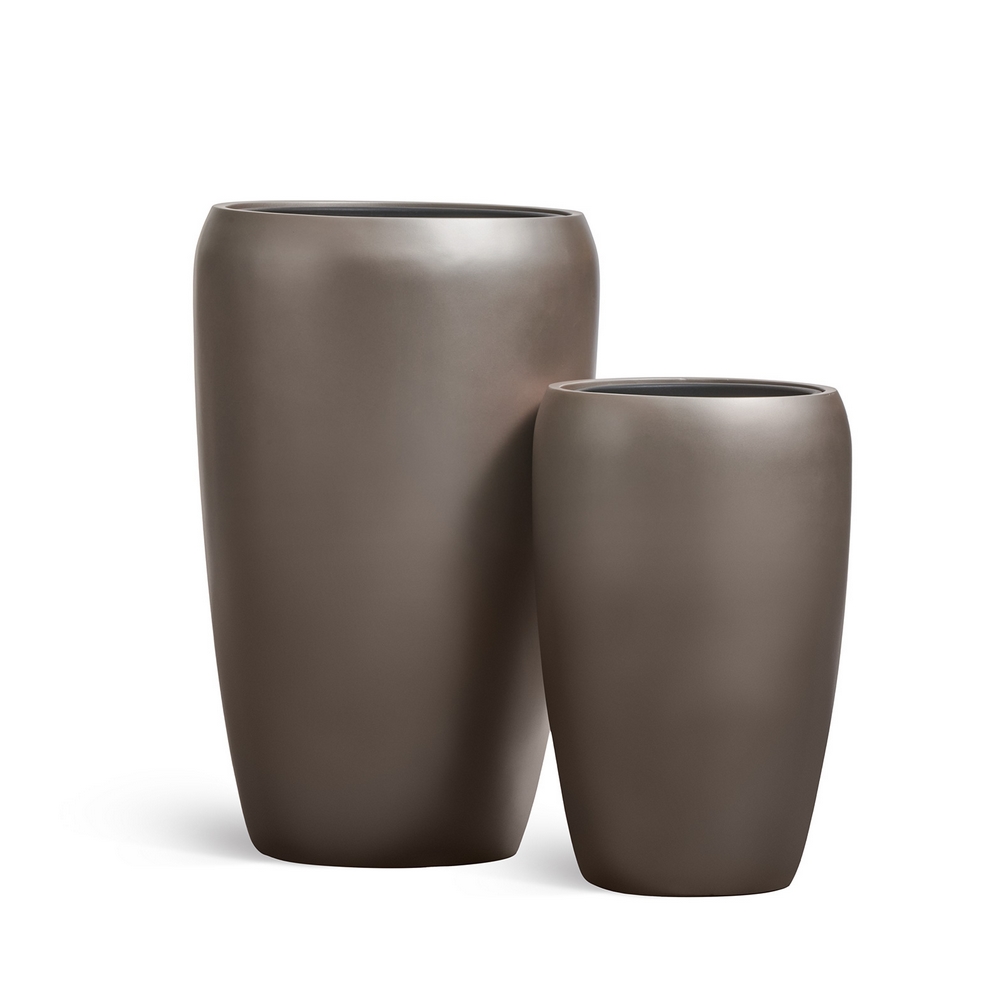 Кашпо TREEZ Effectory Metal Высокий округлый конус Лаковое тёмное серебро