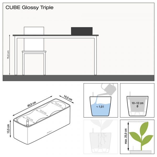 Кашпо Cube Glossy Triple