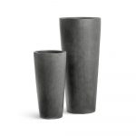 Кашпо TREEZ Effectory Beton Высокий конус Тёмно-серый бетон - диам.40см выс.90см