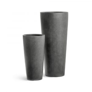 Кашпо TREEZ Effectory Beton Высокий конус Тёмно-серый бетон - диам.40см выс.90см