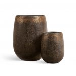 Кашпо TREEZ Effectory Metal Округлая чаша Rough с золотой патиной - 32 x 39