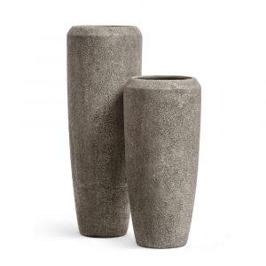 Кашпо TREEZ Effectory Volcano Высокий конус Design Серо-коричневый туф - 34 x 75