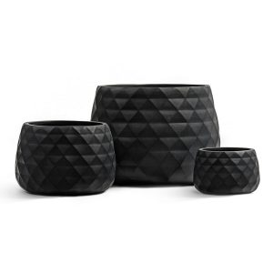 Кашпо TREEZ ERGO Diamond Низкая чаша Антрацит - д.35см выс.24 см