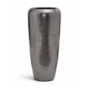 Кашпо TREEZ Effectory Metal Дизайн-конус Стальное серебро - диам.34 в75см