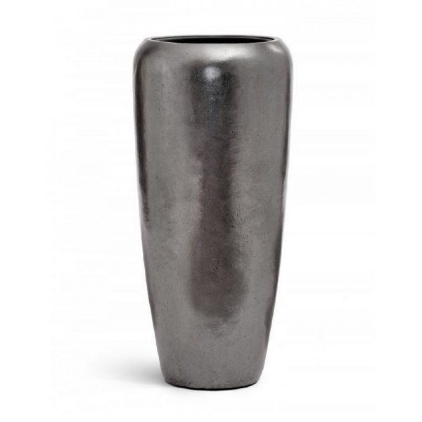 Кашпо TREEZ Effectory Metal Дизайн-конус Стальное серебро - диам.34 в75см