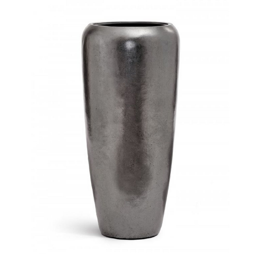 Кашпо TREEZ Effectory Metal Дизайн-конус Стальное серебро - диам.34 в75см