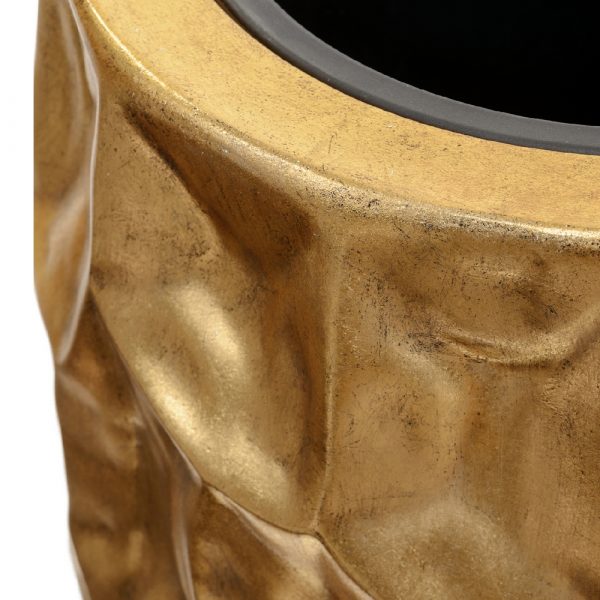 Кашпо TREEZ Effectory Metal Высокий округлый конус Design Сrumple Сусальное золото