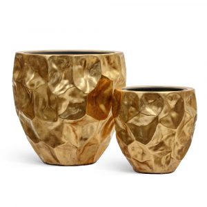 Кашпо TREEZ Effectory Metal Округлая чаша Design Сrumple Чернёная бронза - диам.39 в39см