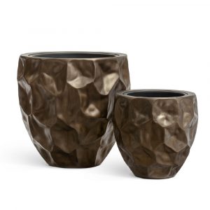 Кашпо TREEZ Effectory Metal Округлая чаша Design Сrumple Чернёная бронза - диам.39 в39см