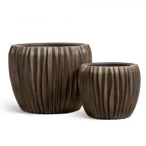 Кашпо TREEZ Effectory Metal Чаша Design Wave Чернёная бронза - диам.38 в 32см