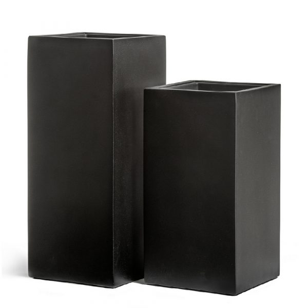 Кашпо TREEZ Effectory Black Stone Высокий куб Антрацит - 31x31 выс.60см