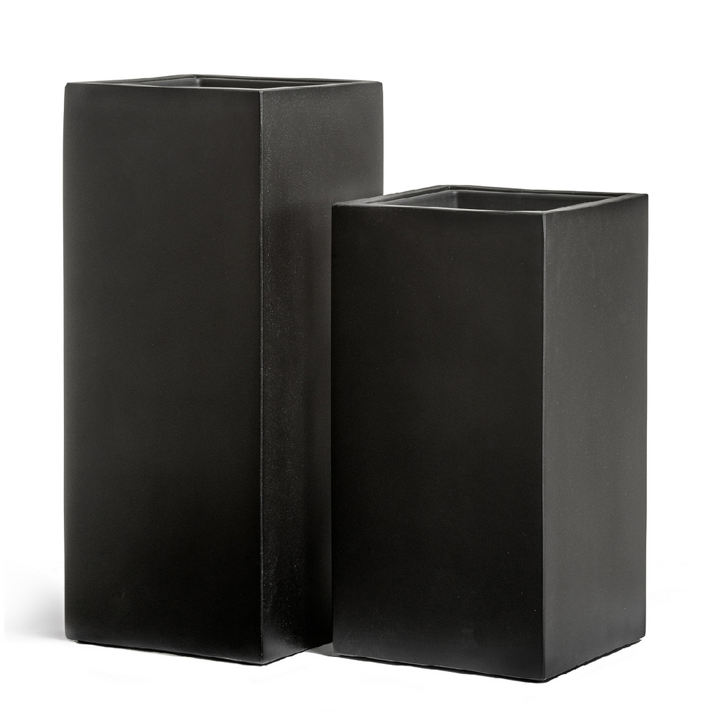 Кашпо TREEZ Effectory Black Stone Высокий куб Антрацит - 31x31 выс.60см