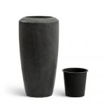 Кашпо TREEZ Effectory Quartz Высокий конус Design Чёрный кварц
