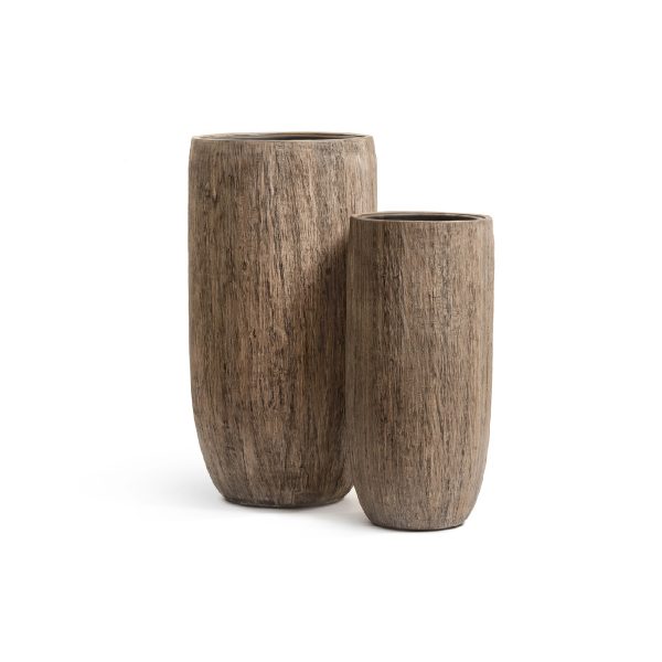 Кашпо TREEZ Effectory Wood Высокий округлый конус Светлый дуб - 30 x 65