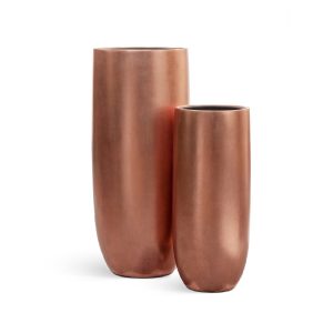 Кашпо TREEZ Effectory Metal Высокий округлый конус Розовая Медь - 31 x 72