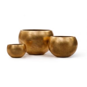 Кашпо TREEZ Effectory Metal Полусфера Сусальное золото - 32 x 23