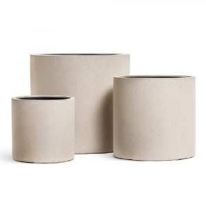 Кашпо TREEZ Effectory Beton Цилиндр Белый песок - диам.31см выс.31см
