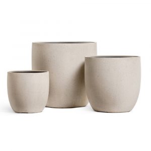 Кашпо TREEZ Effectory Beton Округлый конус Белый песок - диам.30 см выс.28см
