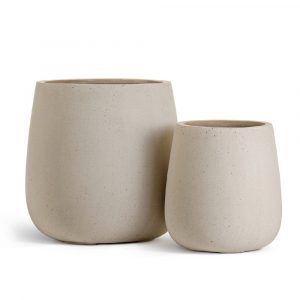 Кашпо TREEZ Effectory Beton Design-Чаша Белый песок - 34 x 38