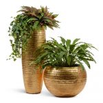 Кашпо TREEZ Effectory Metal Высокая Design-ваза Чеканное золото