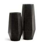 Кашпо TREEZ Effectory Crystal Высокий многогранник Антрацит - 38x32 выс.75см