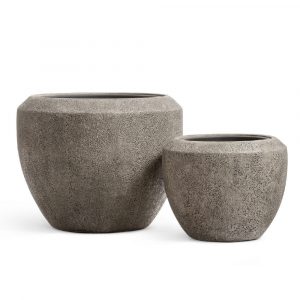 Кашпо TREEZ Effectory Volcano Чаша Design Серо-коричневый туф - диам.40 в33см