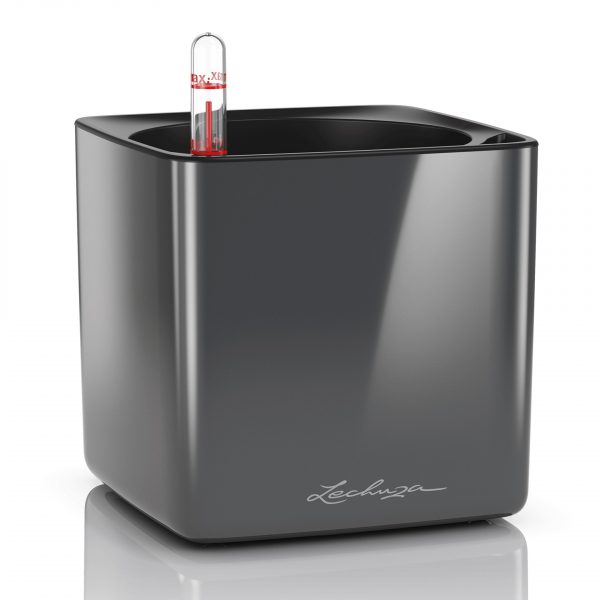 Кашпо Cube Glossy - серый, 14 х 14 х 14
