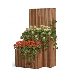 Кашпо TREEZ Effectory Timberline Высокий дивайдер со стенкой Тёмное дерево